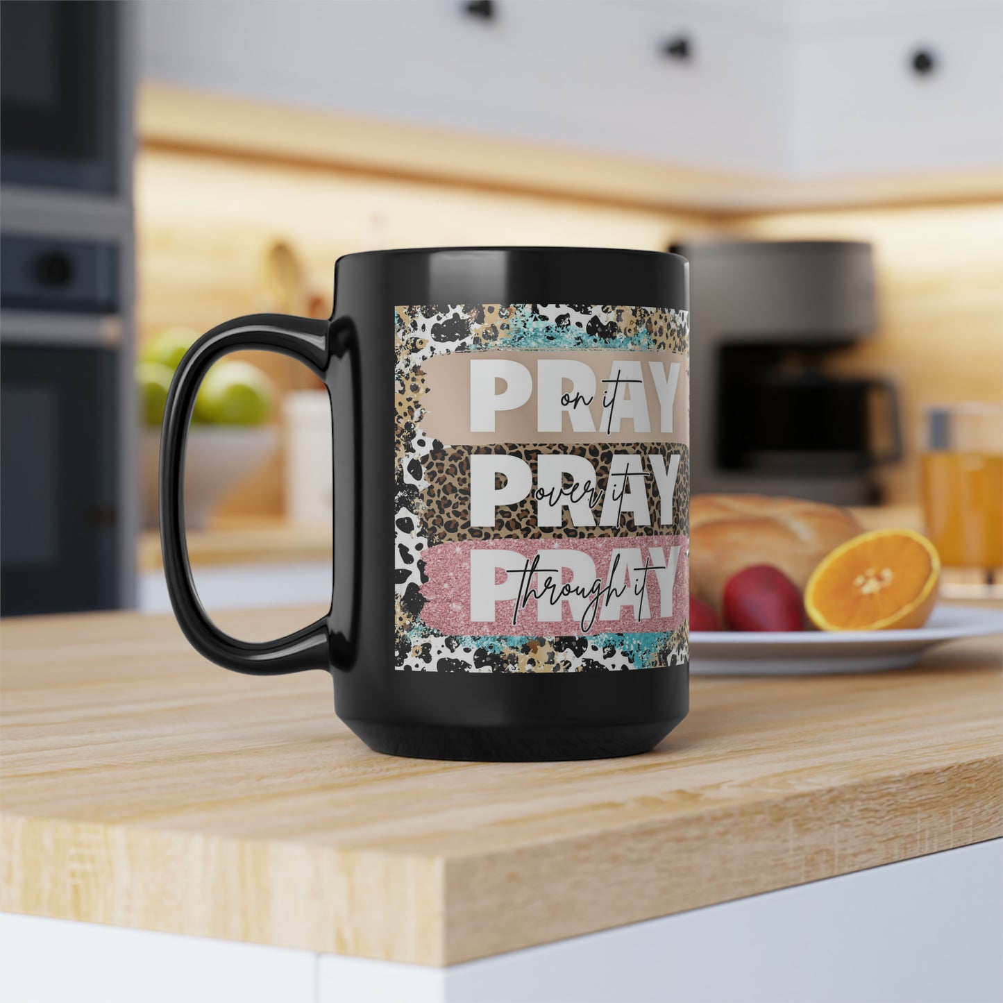 Pray Black Mug, 15oz
