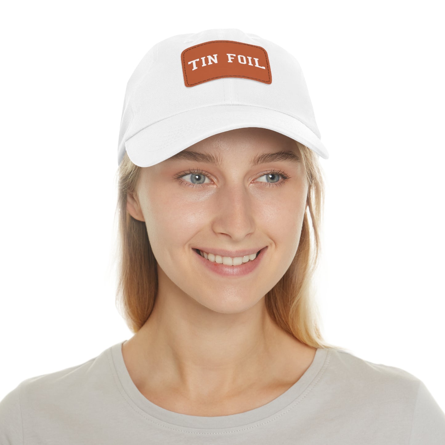 Tin Foil Dad Hat with Leather Patch (Rectangle)