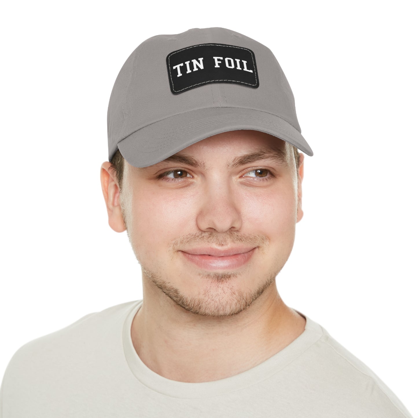Tin Foil Dad Hat with Leather Patch (Rectangle)