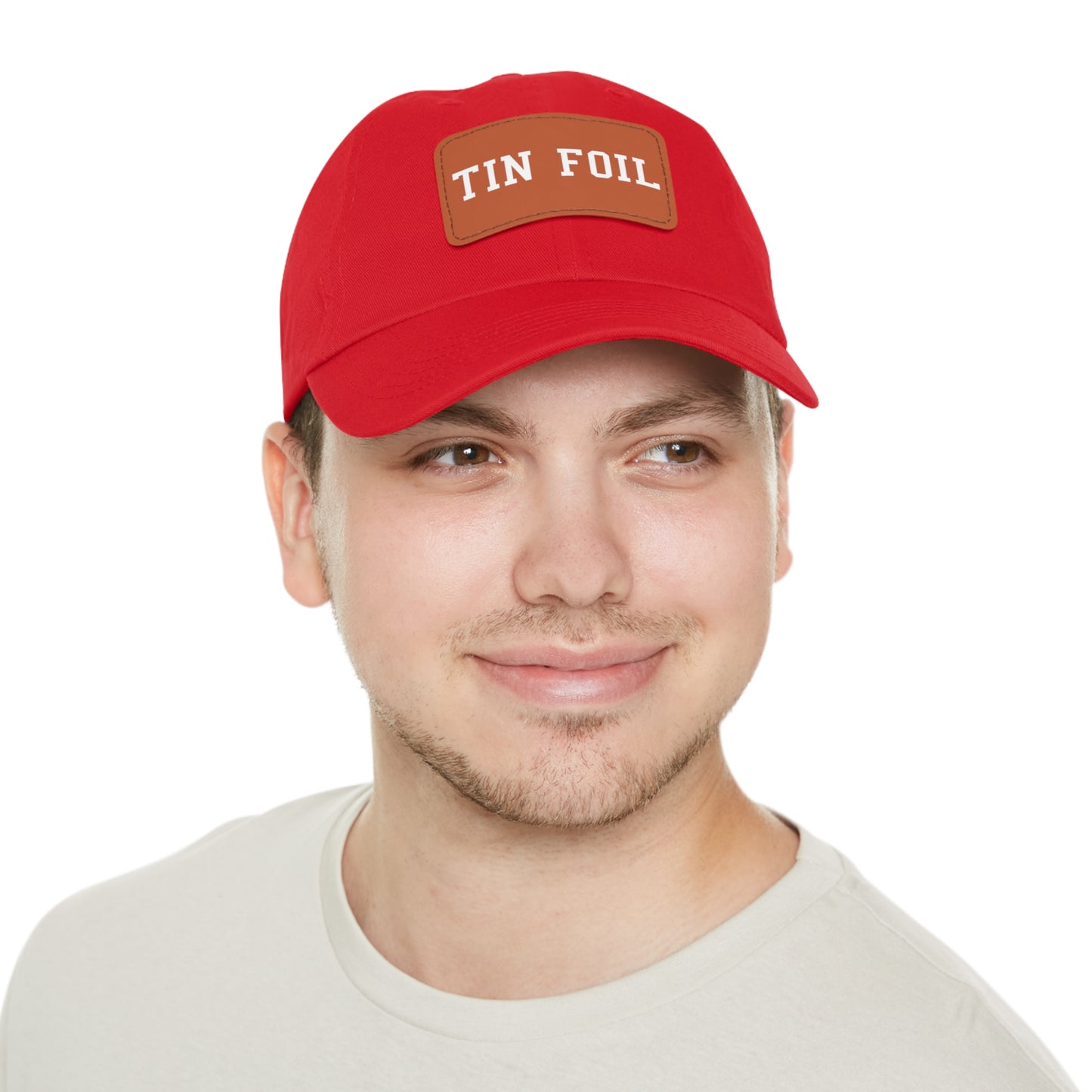 Tin Foil Dad Hat with Leather Patch (Rectangle)