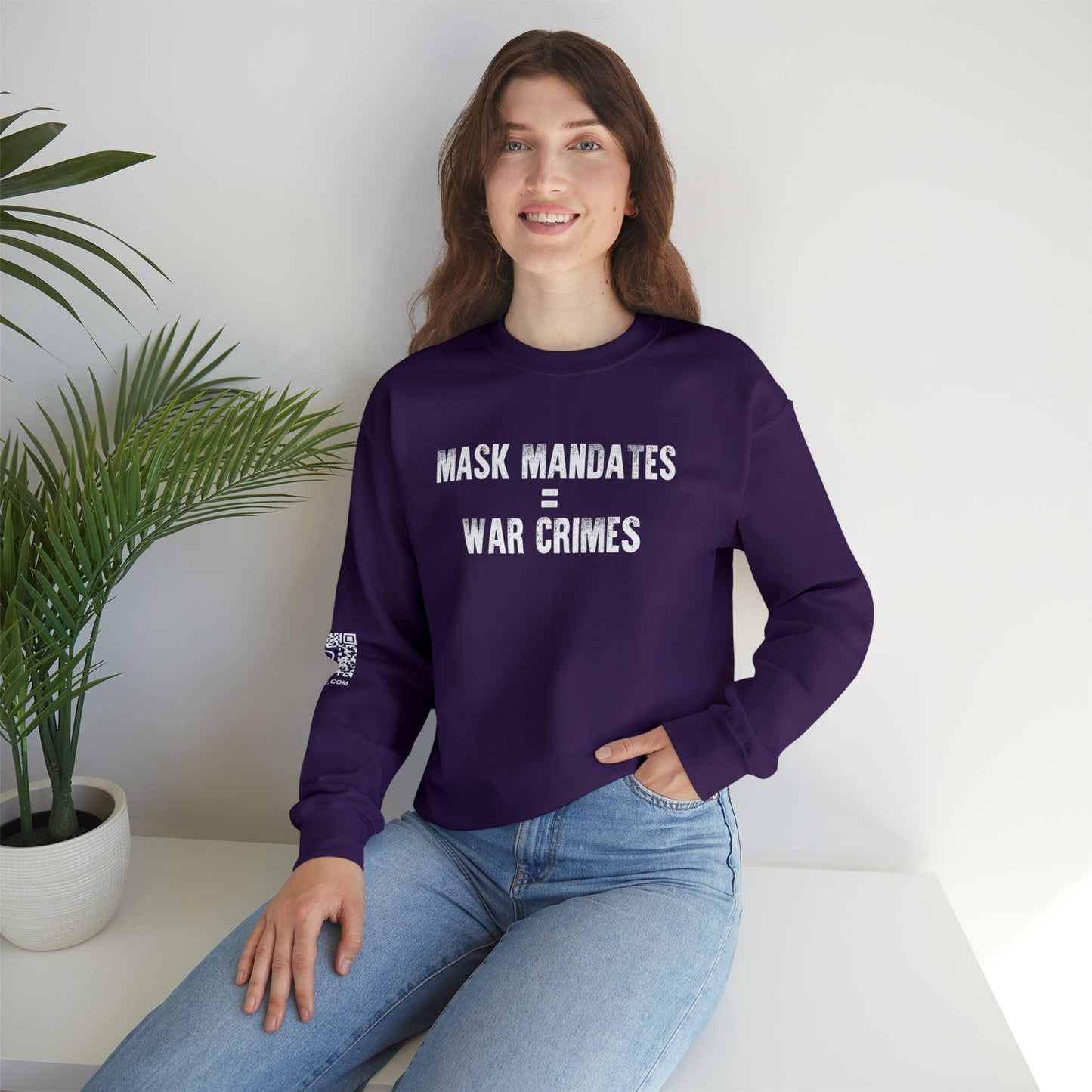 Mask Mandates = War Crimes Unisex Heavy Blend™ Crewneck Sweatshirt
