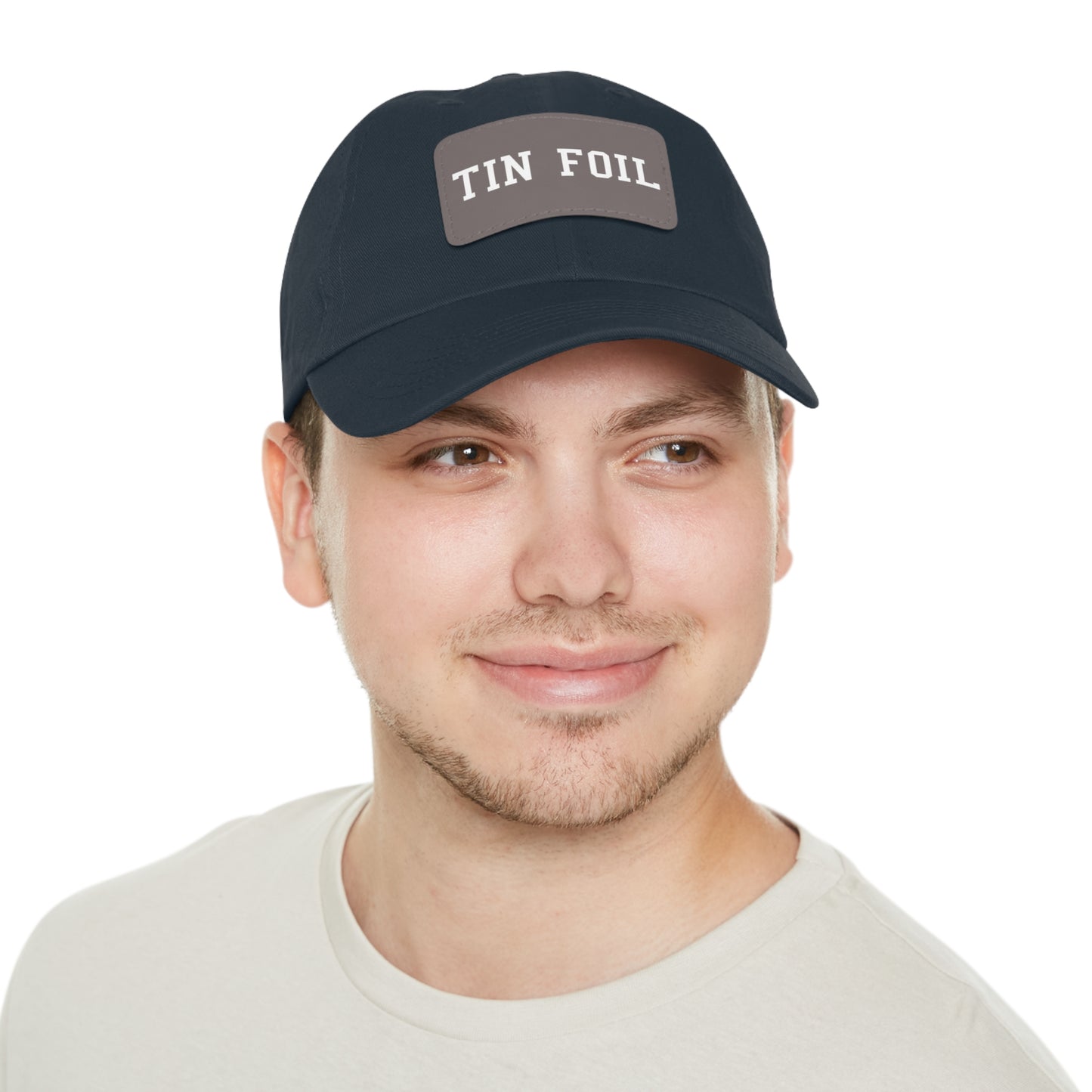 Tin Foil Dad Hat with Leather Patch (Rectangle)
