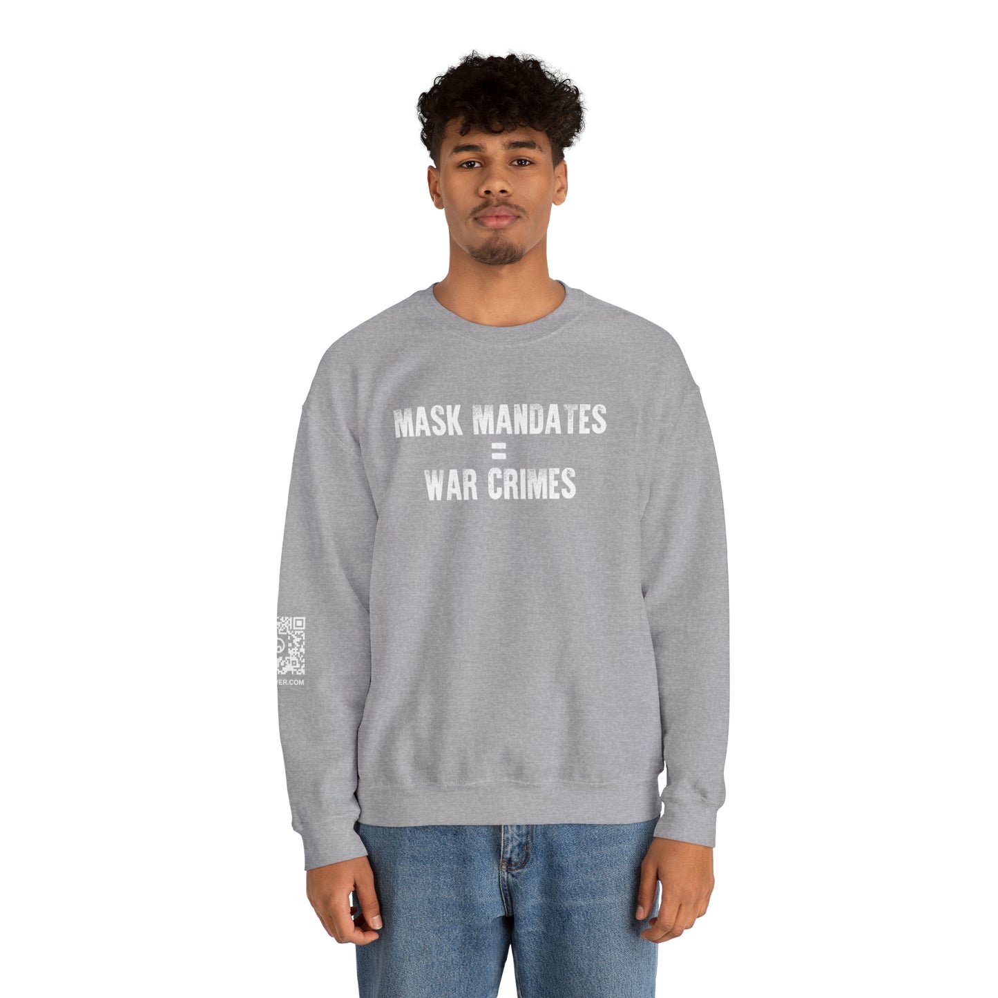 Mask Mandates = War Crimes Unisex Heavy Blend™ Crewneck Sweatshirt
