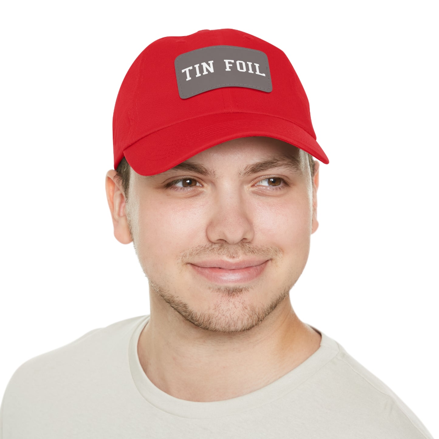 Tin Foil Dad Hat with Leather Patch (Rectangle)