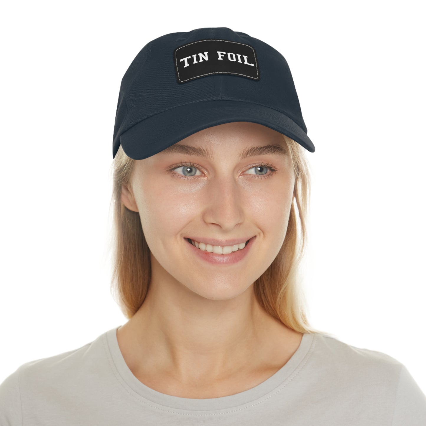 Tin Foil Dad Hat with Leather Patch (Rectangle)