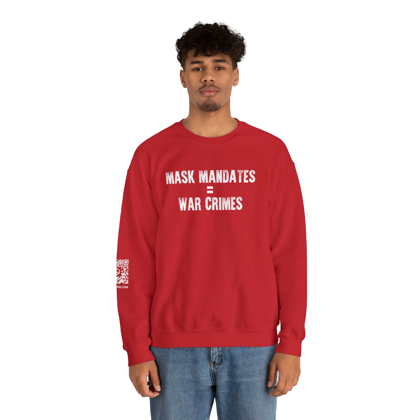 Mask Mandates = War Crimes Unisex Heavy Blend™ Crewneck Sweatshirt