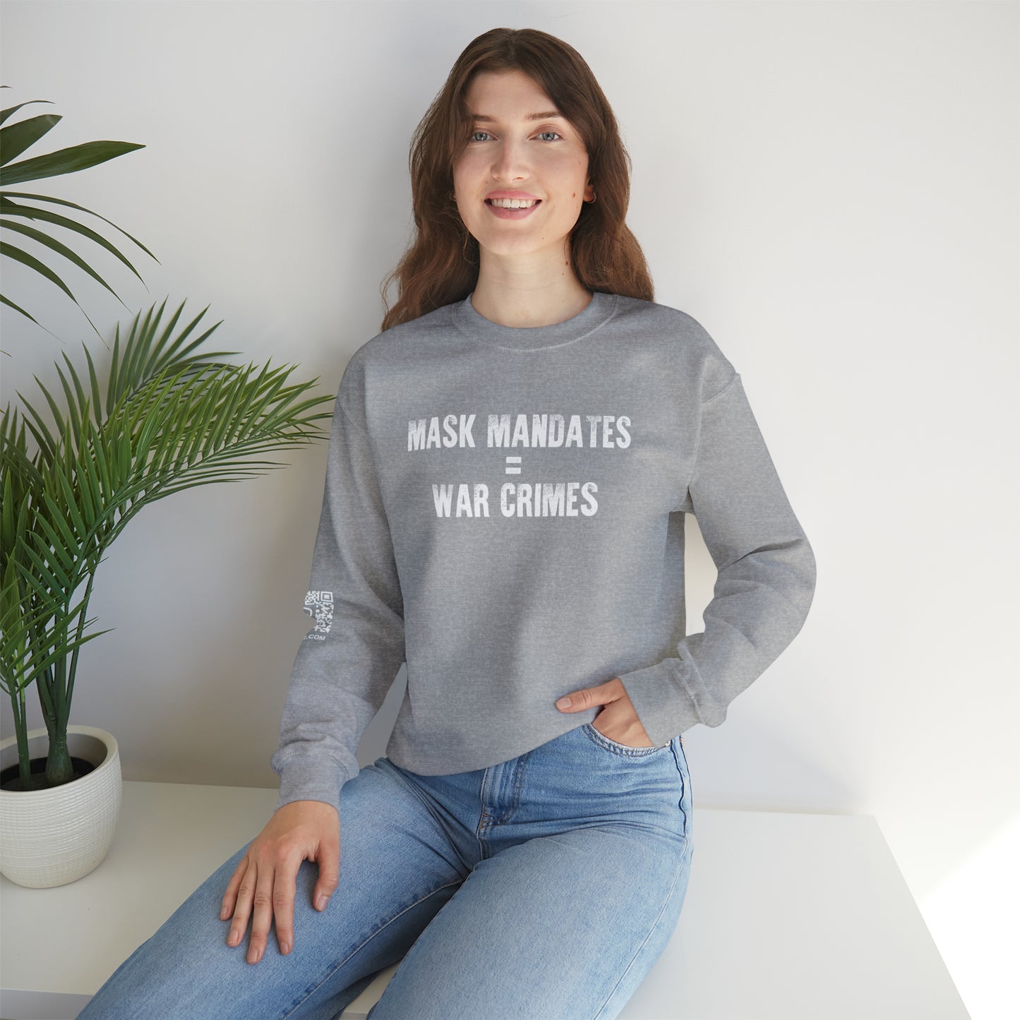Mask Mandates = War Crimes Unisex Heavy Blend™ Crewneck Sweatshirt