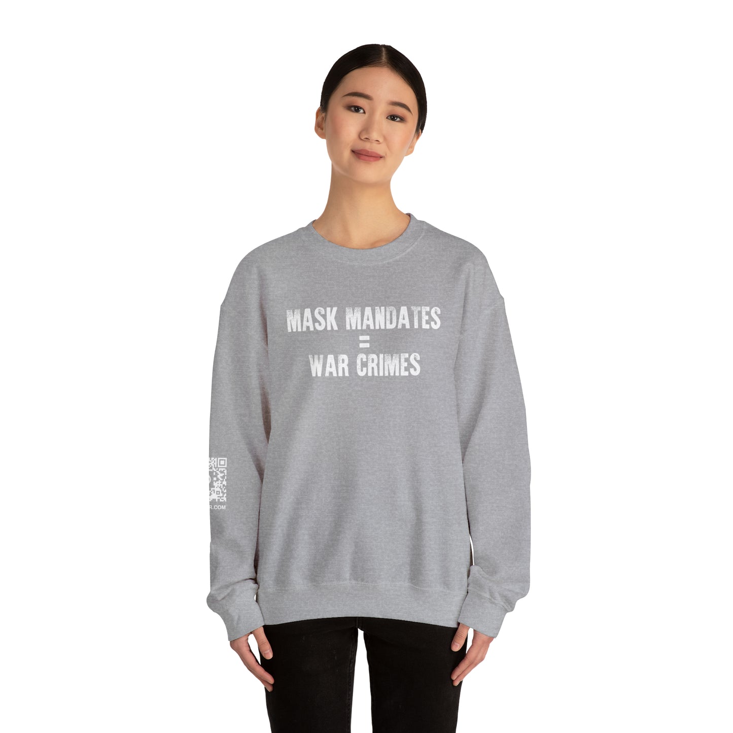 Mask Mandates = War Crimes Unisex Heavy Blend™ Crewneck Sweatshirt