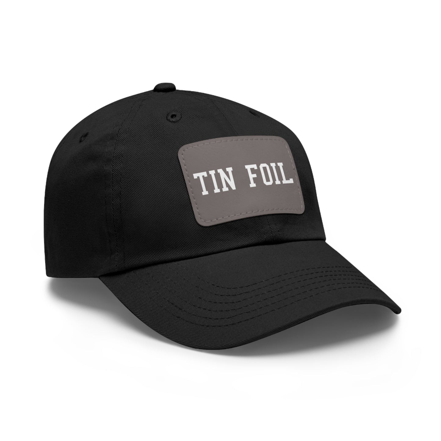 Tin Foil Dad Hat with Leather Patch (Rectangle)