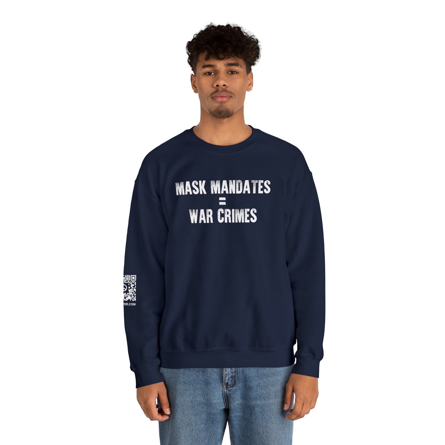 Mask Mandates = War Crimes Unisex Heavy Blend™ Crewneck Sweatshirt