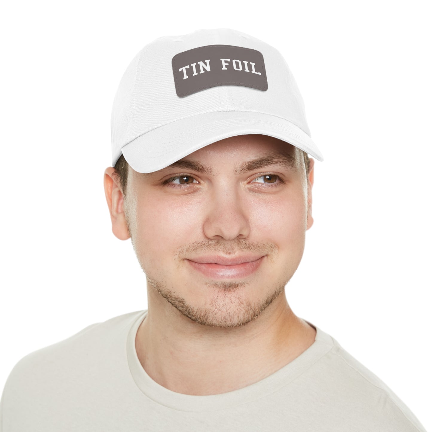 Tin Foil Dad Hat with Leather Patch (Rectangle)