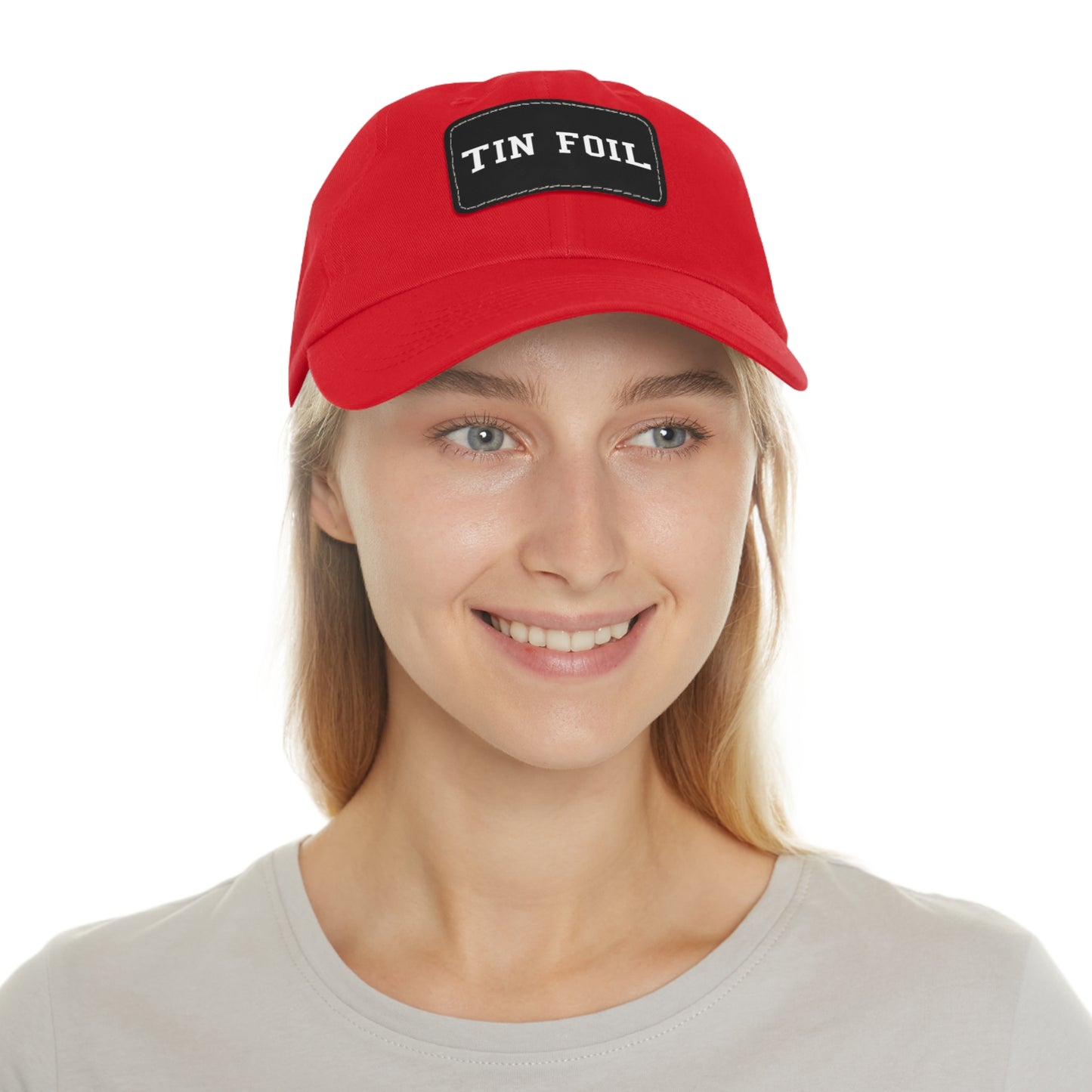 Tin Foil Dad Hat with Leather Patch (Rectangle)
