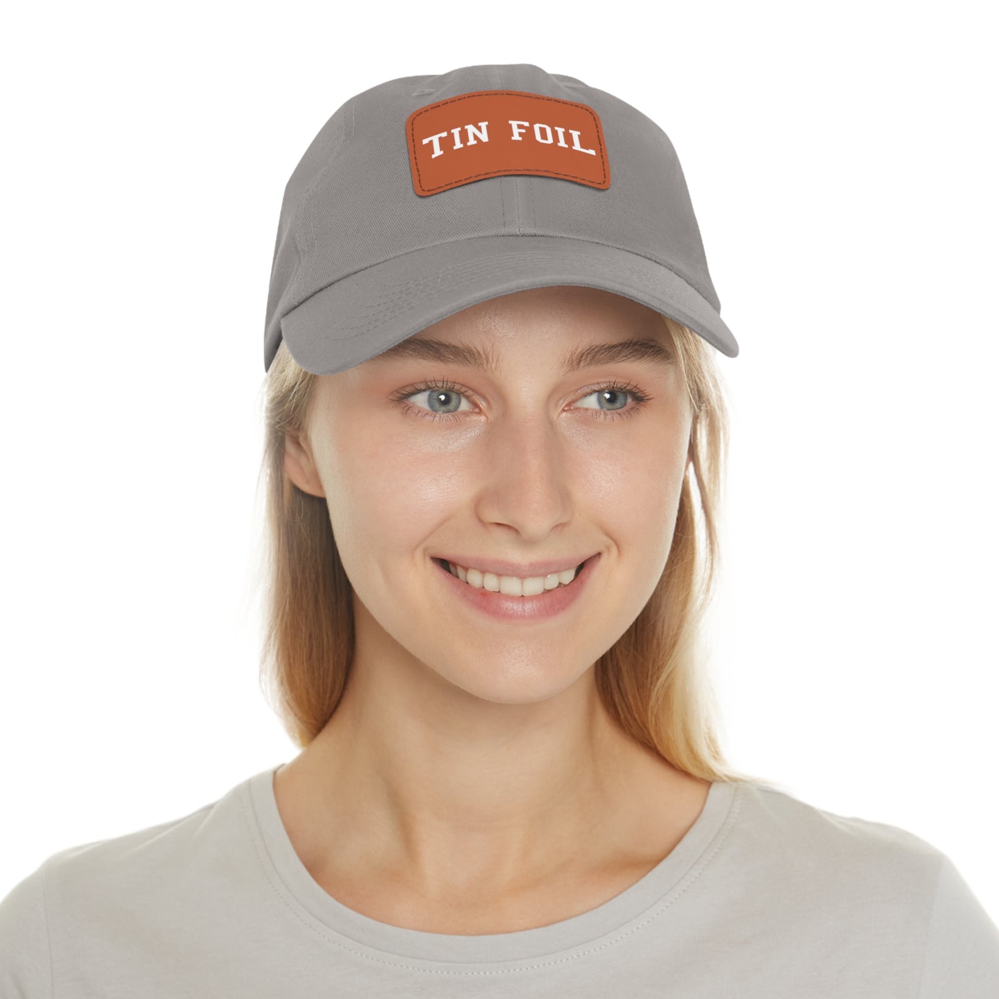 Tin Foil Dad Hat with Leather Patch (Rectangle)