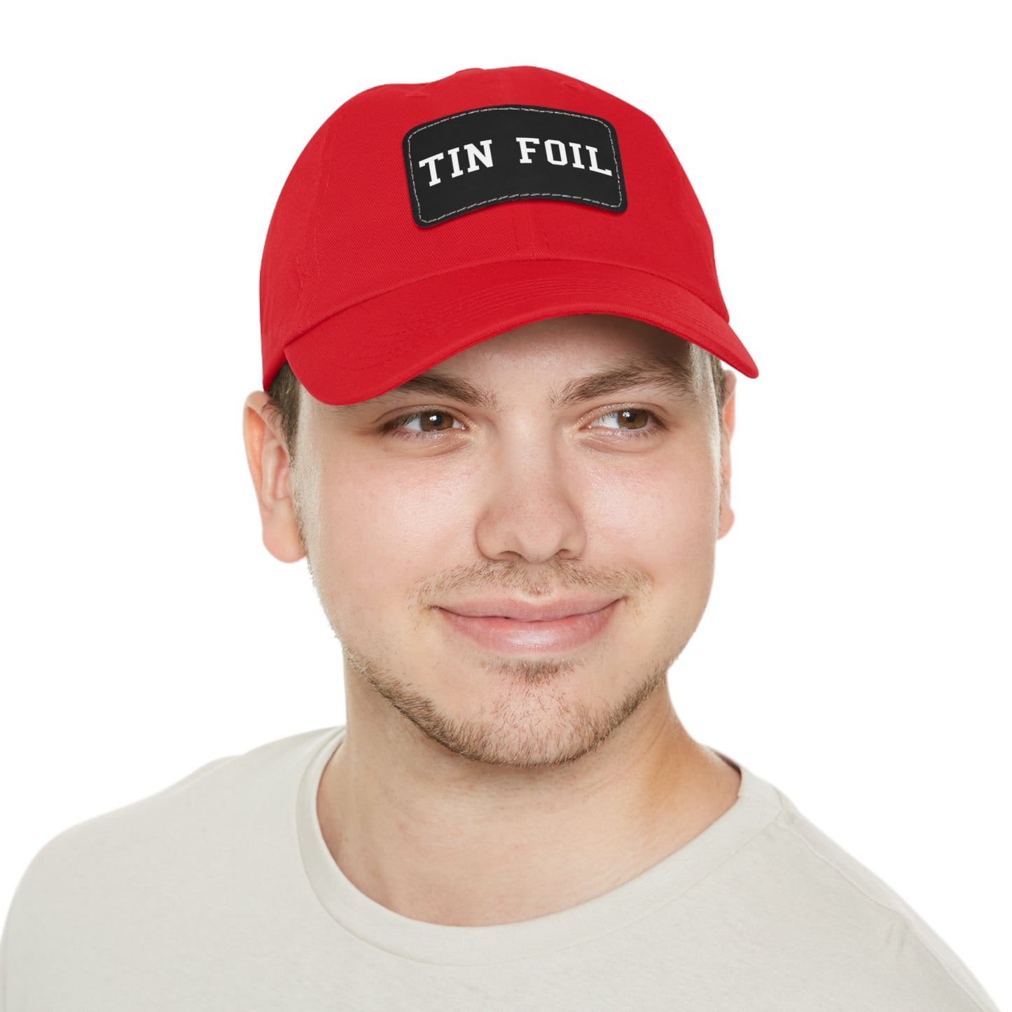 Tin Foil Dad Hat with Leather Patch (Rectangle)