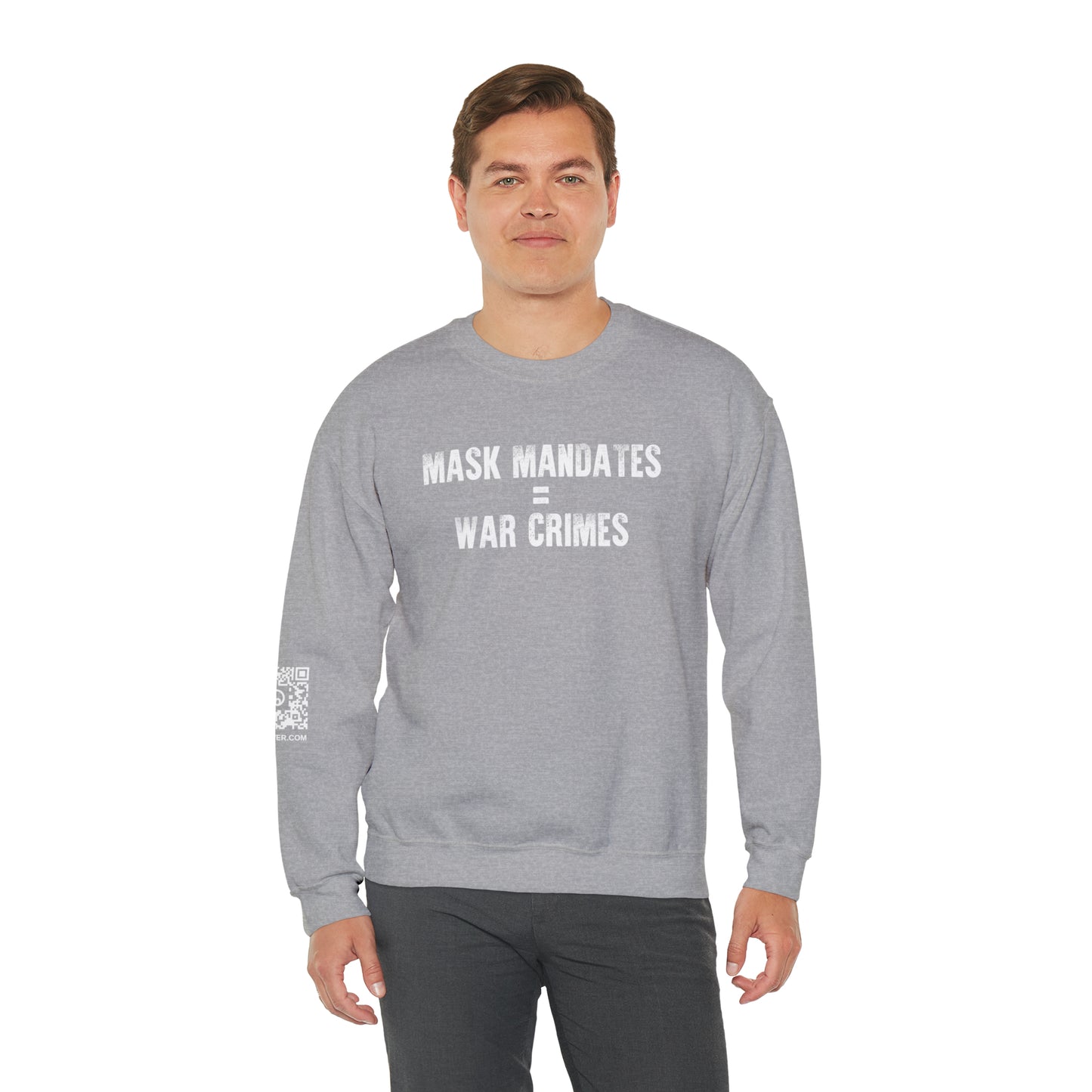 Mask Mandates = War Crimes Unisex Heavy Blend™ Crewneck Sweatshirt