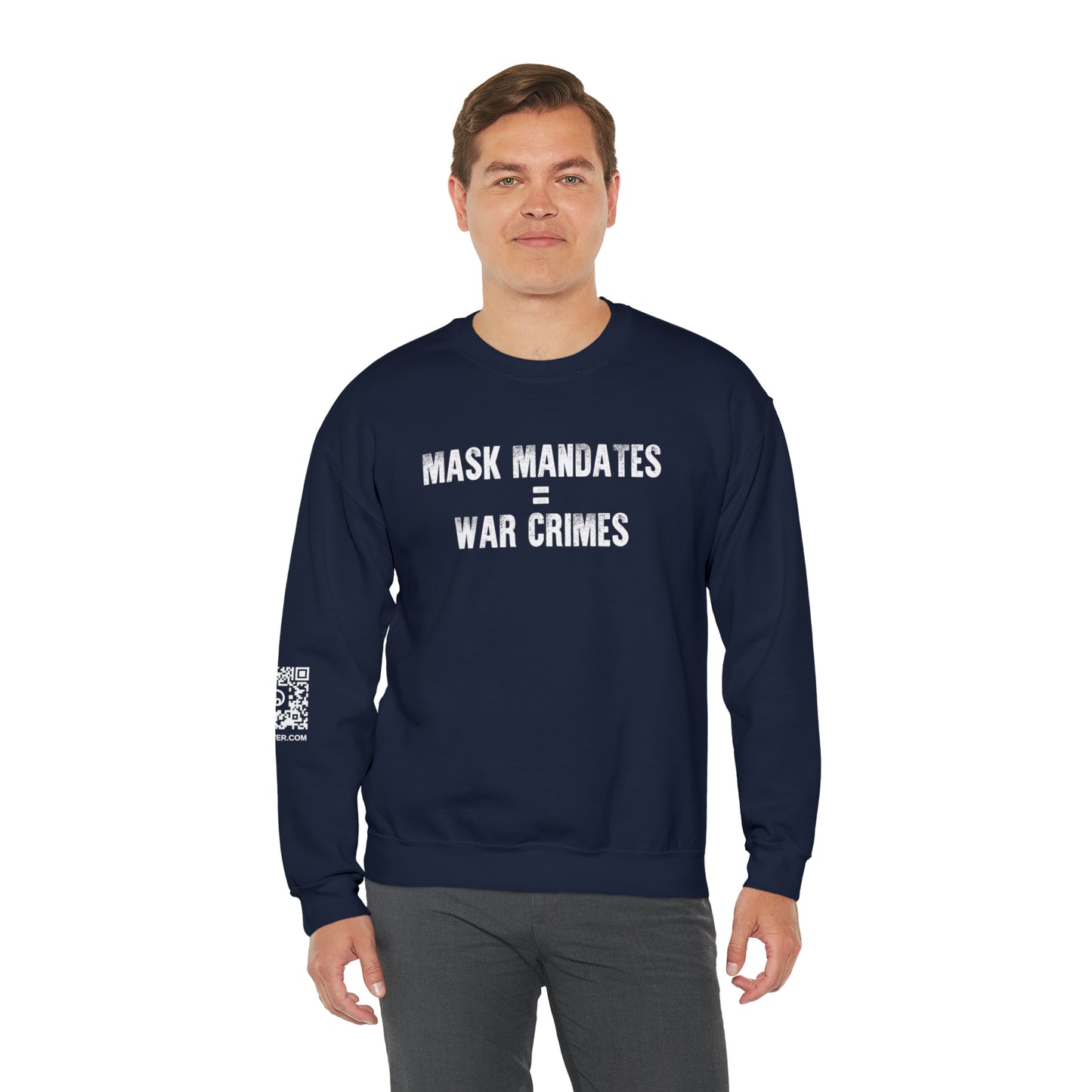 Mask Mandates = War Crimes Unisex Heavy Blend™ Crewneck Sweatshirt