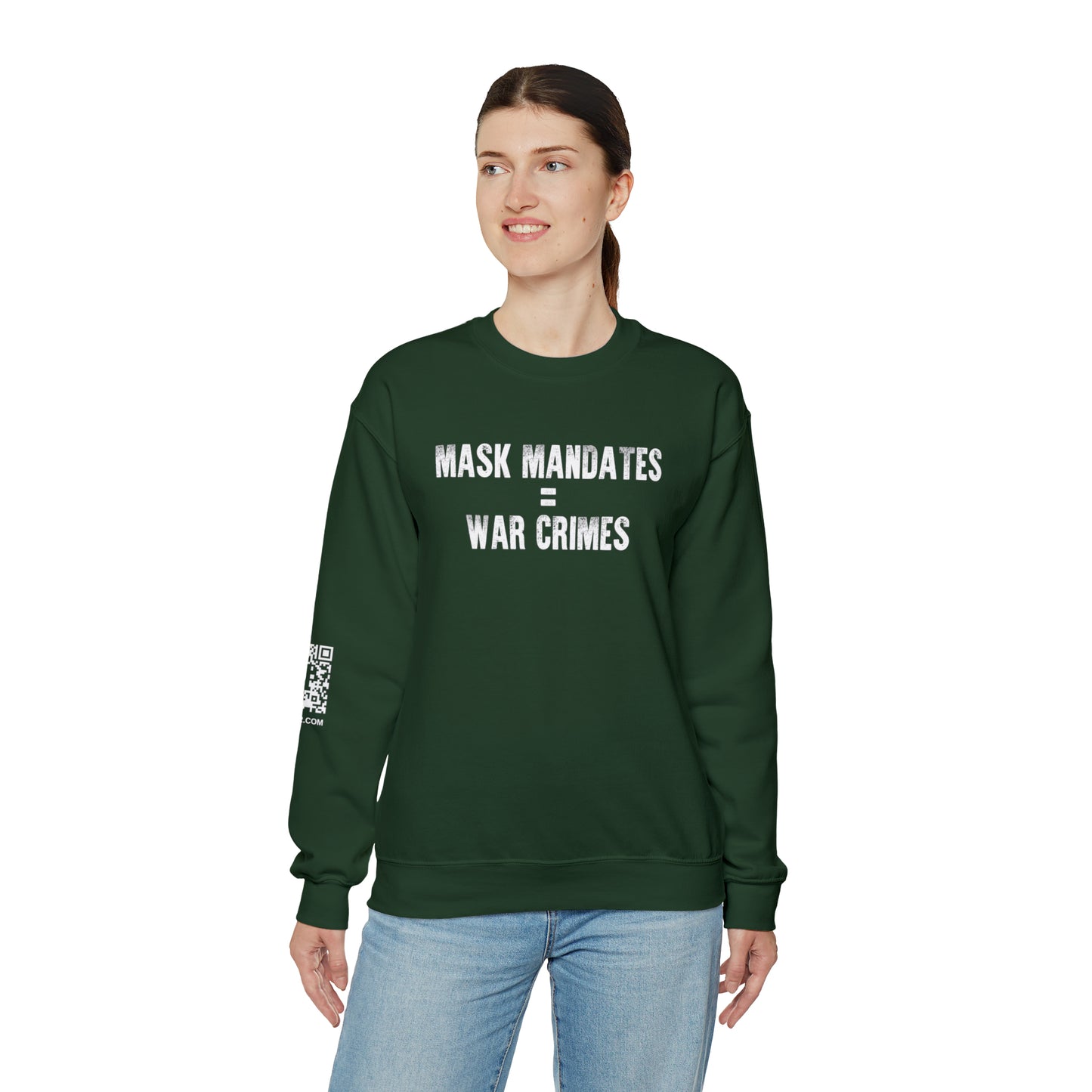Mask Mandates = War Crimes Unisex Heavy Blend™ Crewneck Sweatshirt