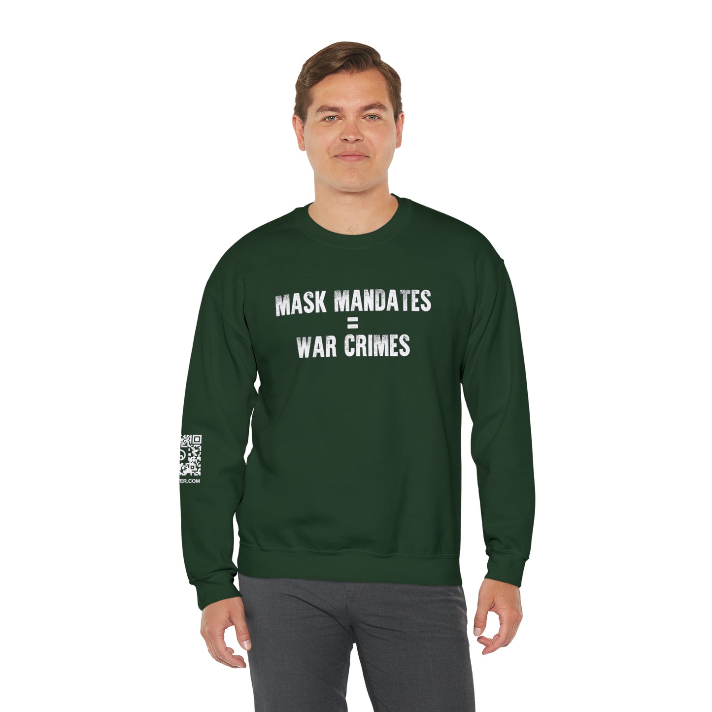 Mask Mandates = War Crimes Unisex Heavy Blend™ Crewneck Sweatshirt