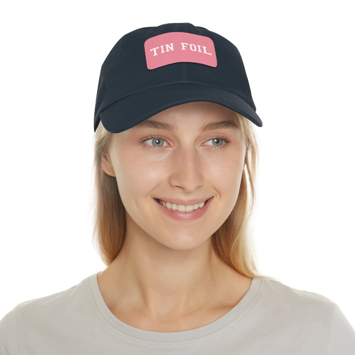 Tin Foil Dad Hat with Leather Patch (Rectangle)