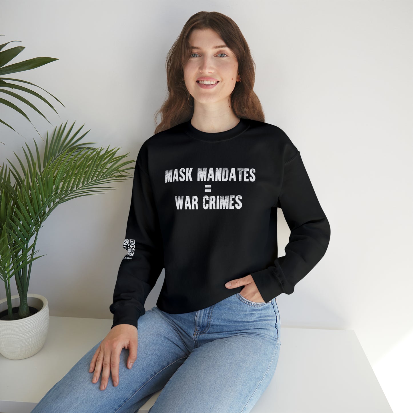 Mask Mandates = War Crimes Unisex Heavy Blend™ Crewneck Sweatshirt