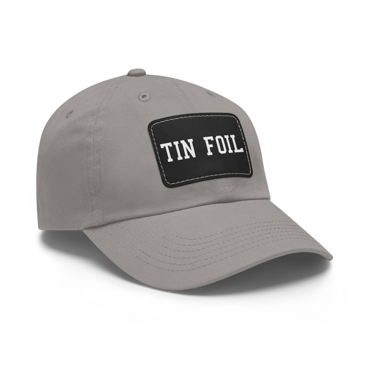 Tin Foil Dad Hat with Leather Patch (Rectangle)
