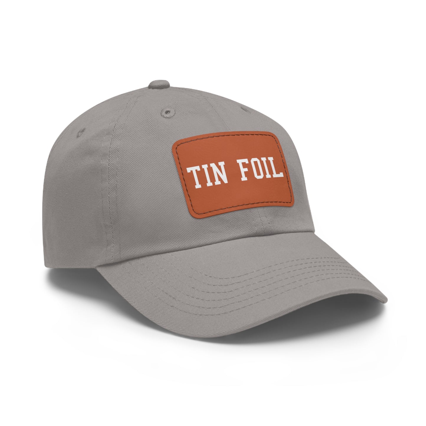 Tin Foil Dad Hat with Leather Patch (Rectangle)