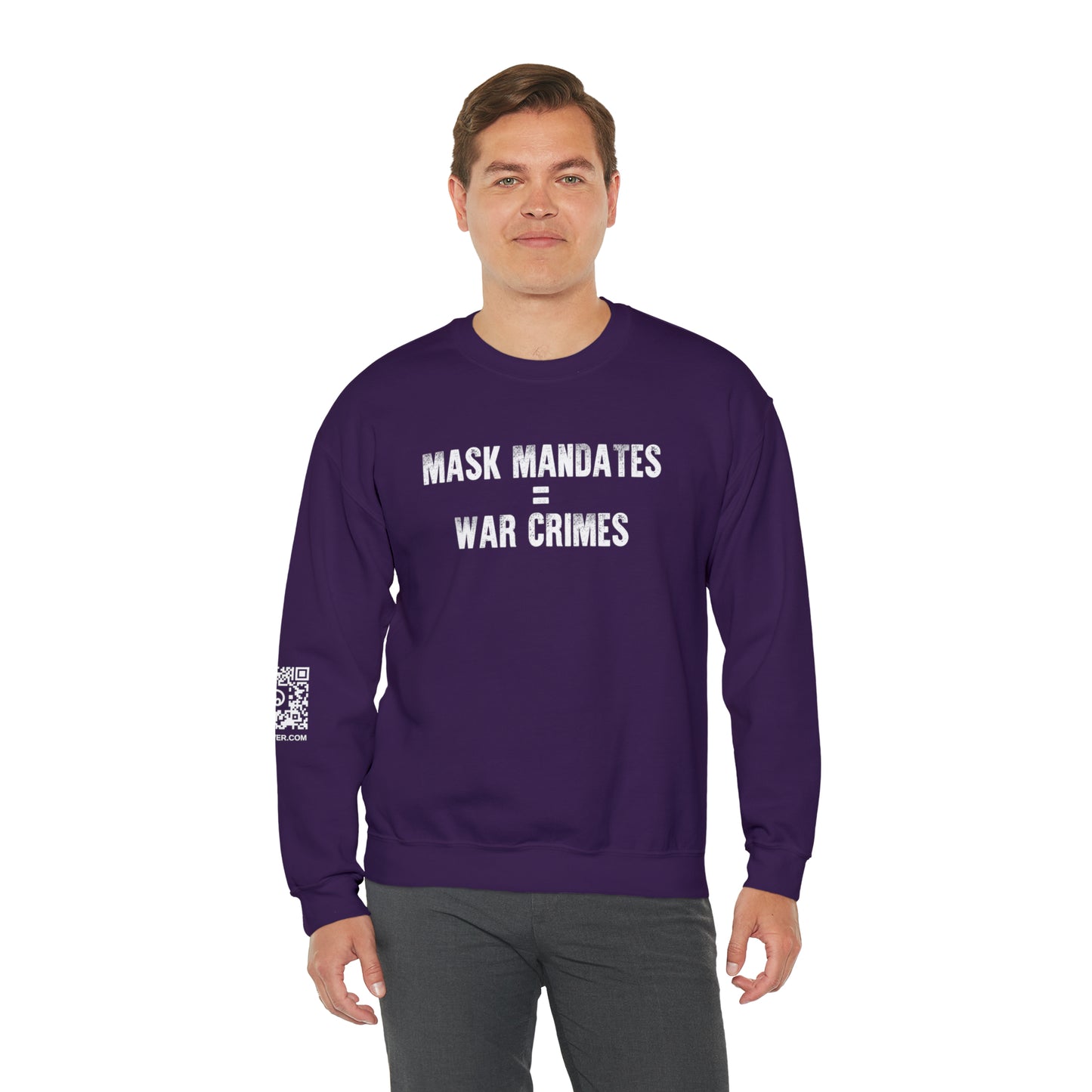 Mask Mandates = War Crimes Unisex Heavy Blend™ Crewneck Sweatshirt