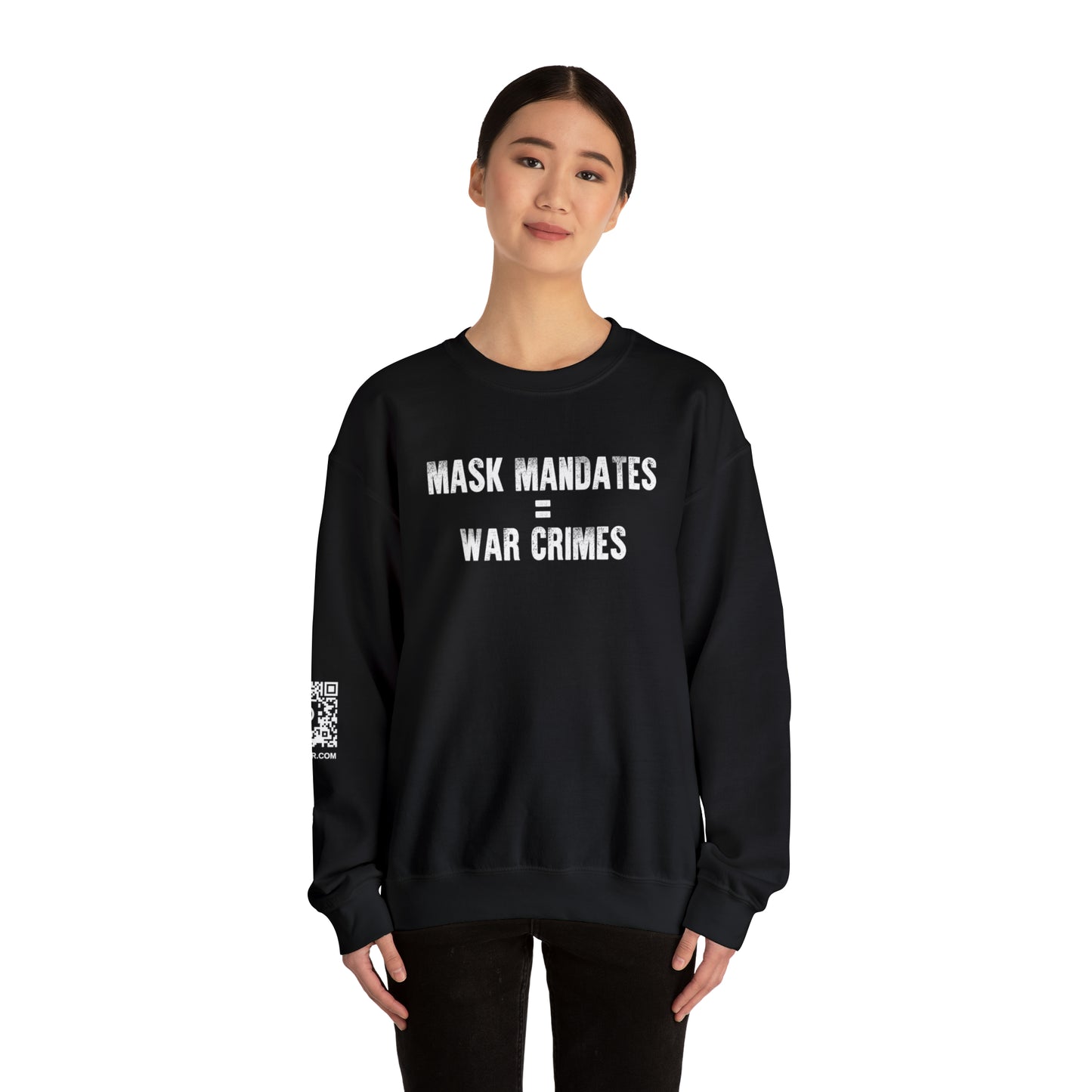 Mask Mandates = War Crimes Unisex Heavy Blend™ Crewneck Sweatshirt