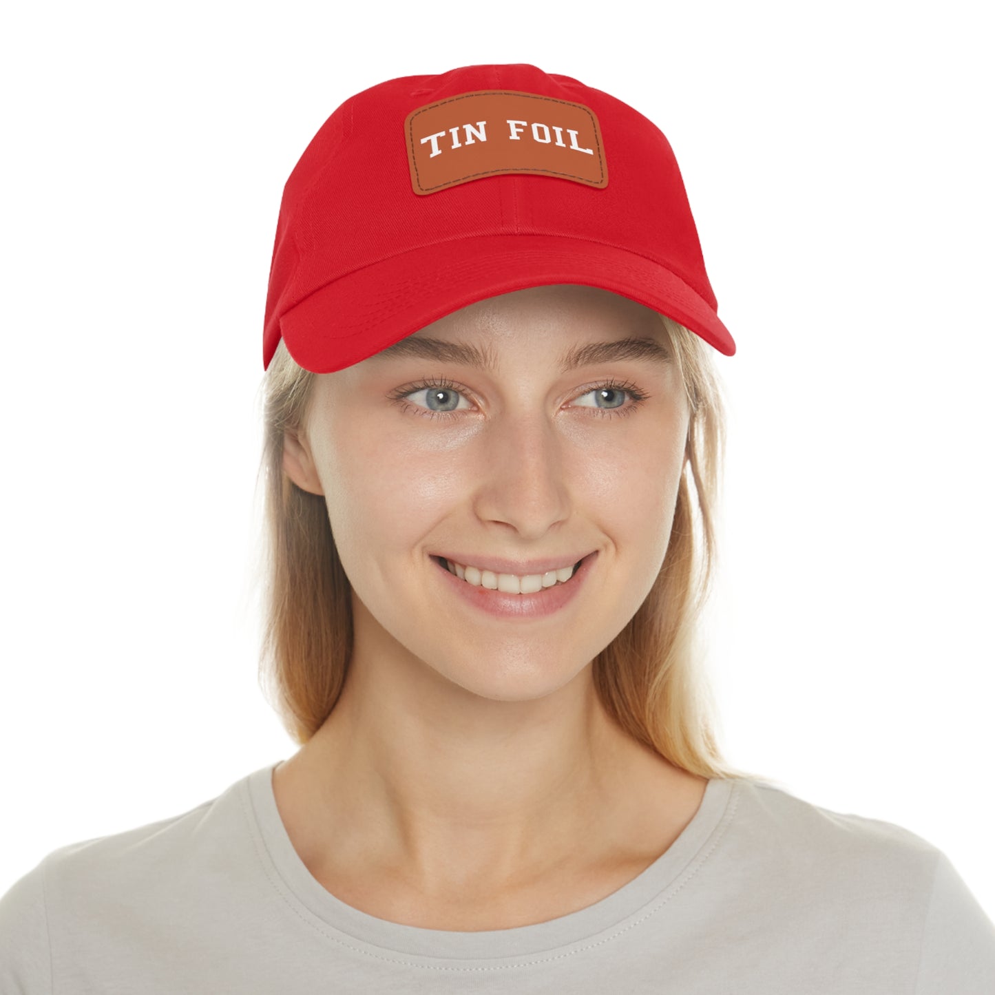Tin Foil Dad Hat with Leather Patch (Rectangle)