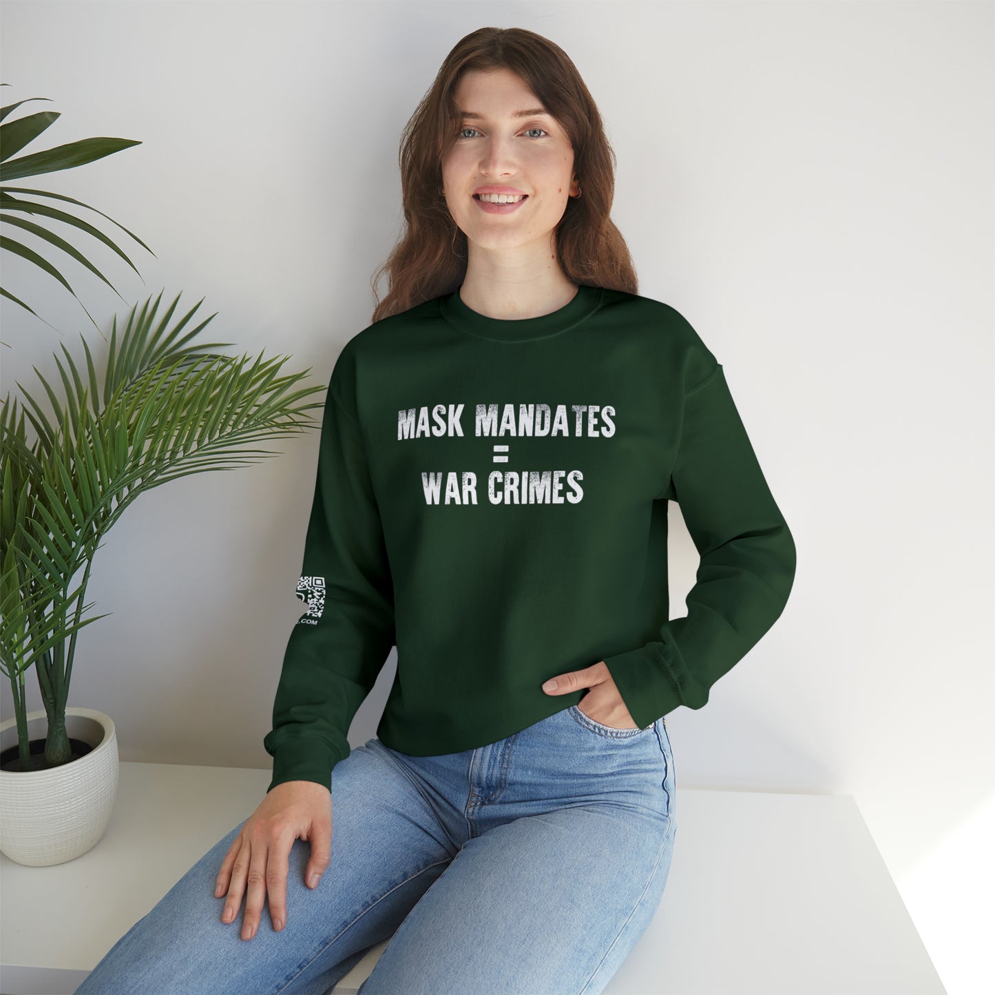 Mask Mandates = War Crimes Unisex Heavy Blend™ Crewneck Sweatshirt