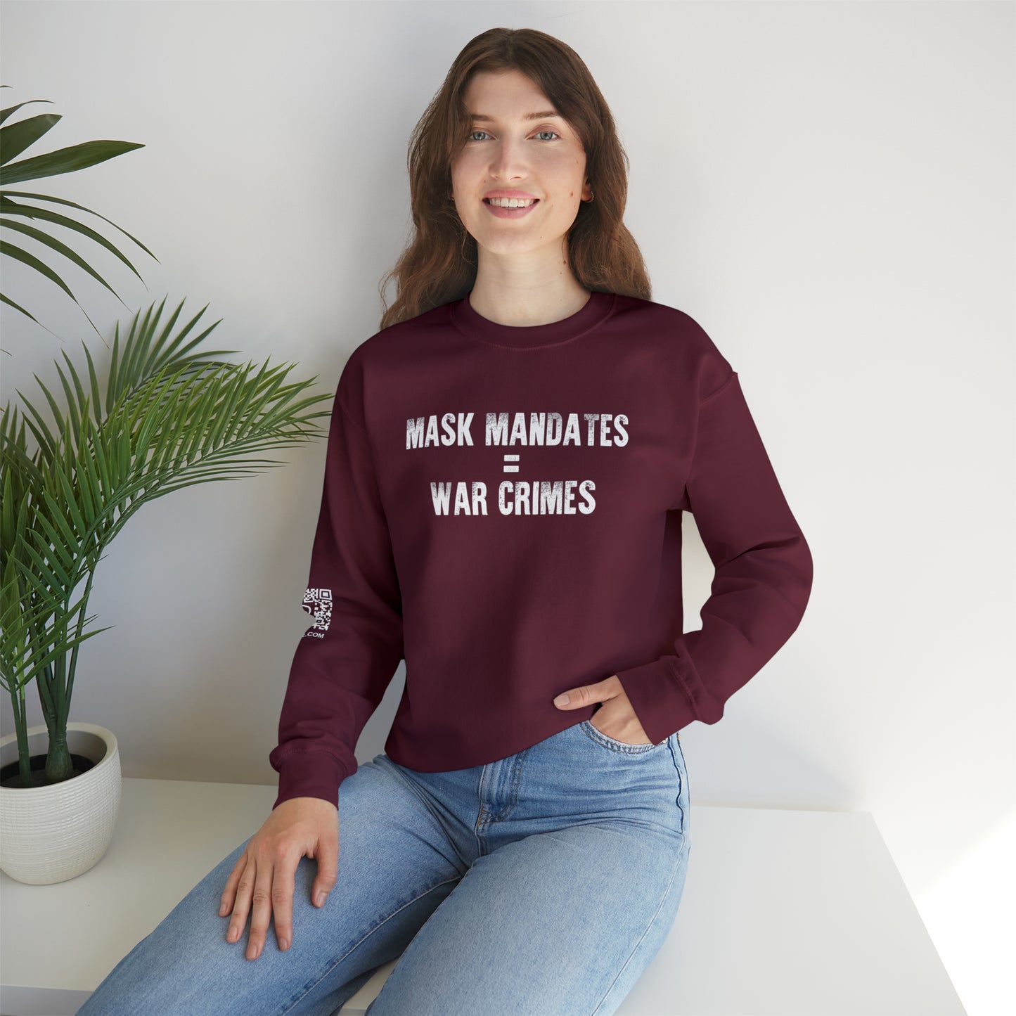 Mask Mandates = War Crimes Unisex Heavy Blend™ Crewneck Sweatshirt