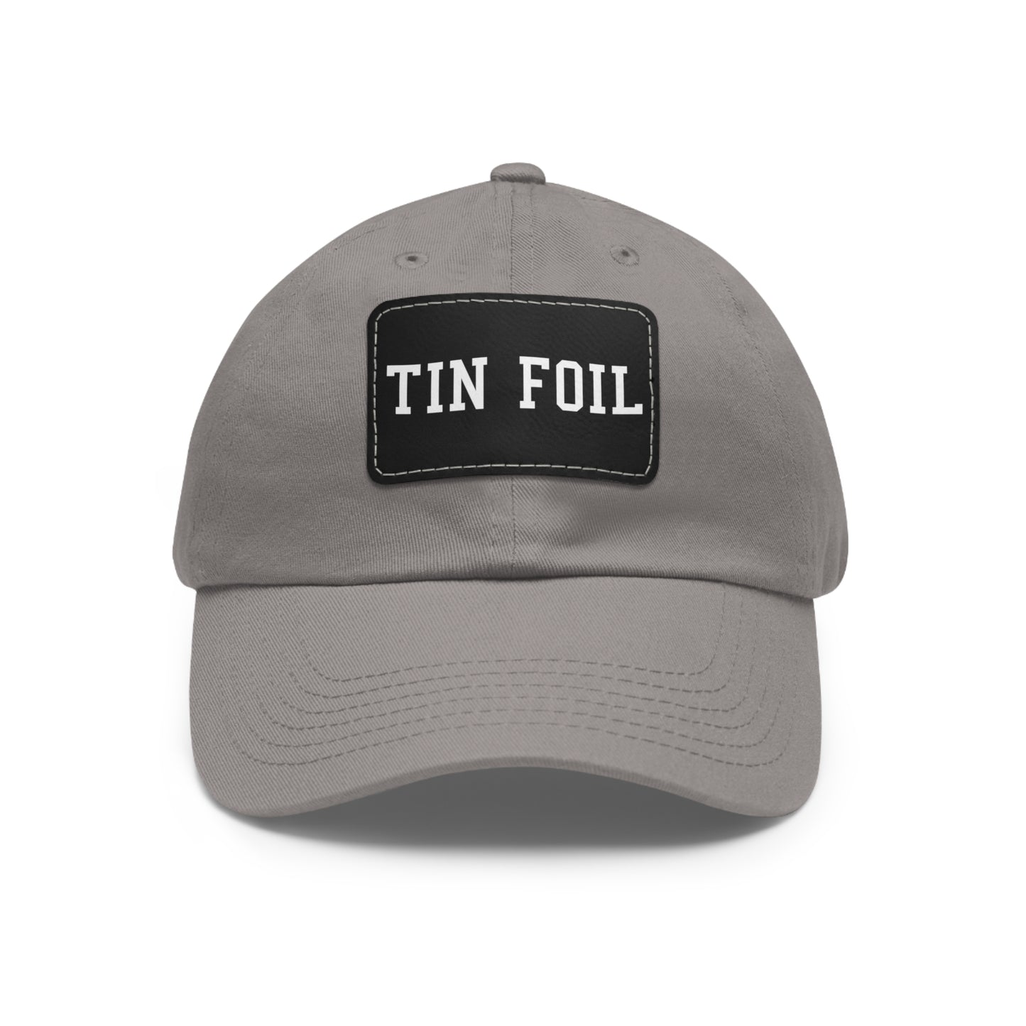 Tin Foil Dad Hat with Leather Patch (Rectangle)