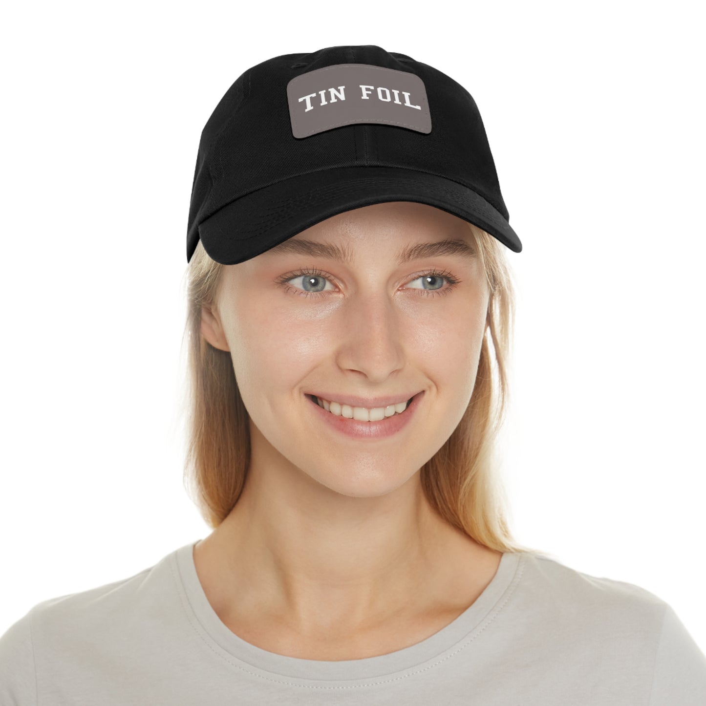 Tin Foil Dad Hat with Leather Patch (Rectangle)