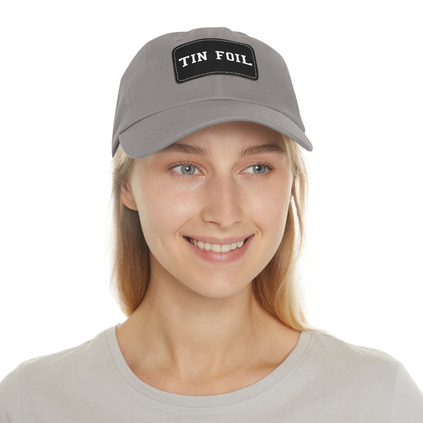 Tin Foil Dad Hat with Leather Patch (Rectangle)