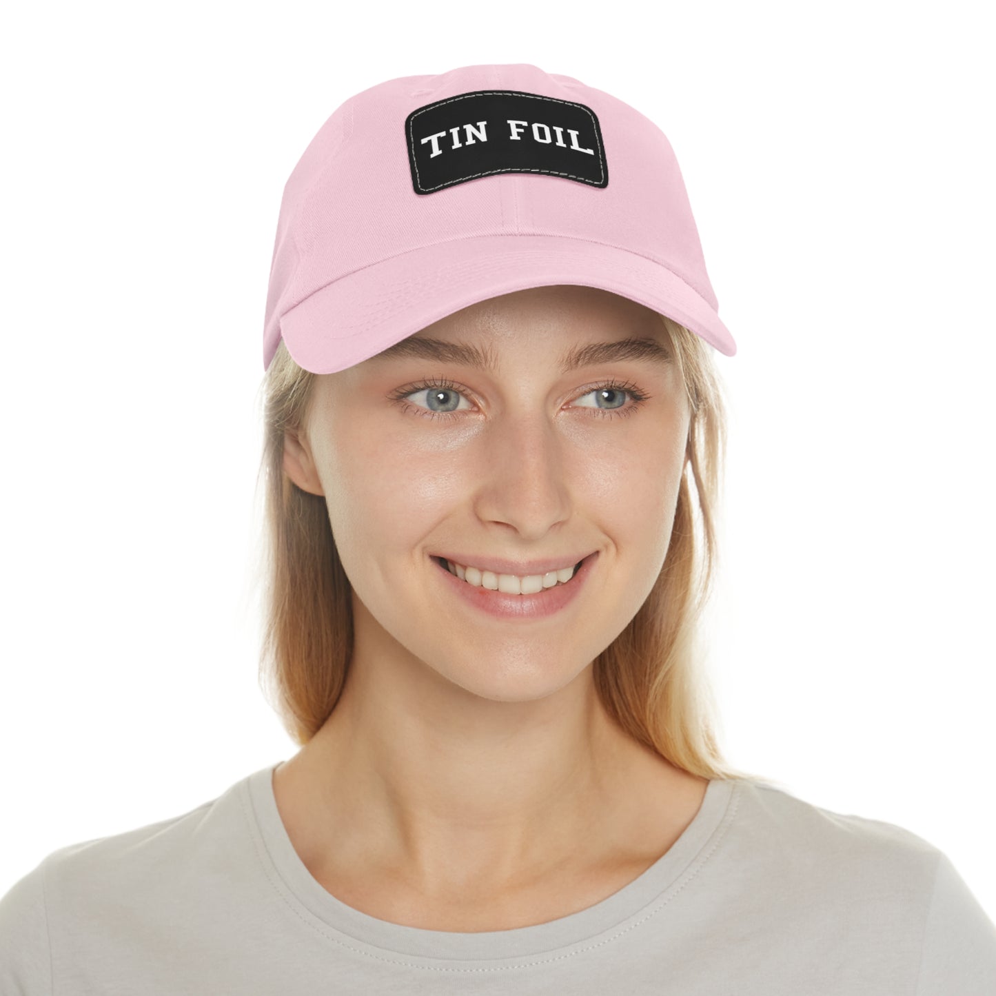 Tin Foil Dad Hat with Leather Patch (Rectangle)