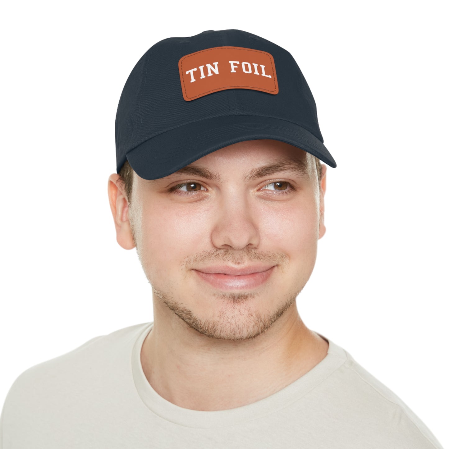 Tin Foil Dad Hat with Leather Patch (Rectangle)