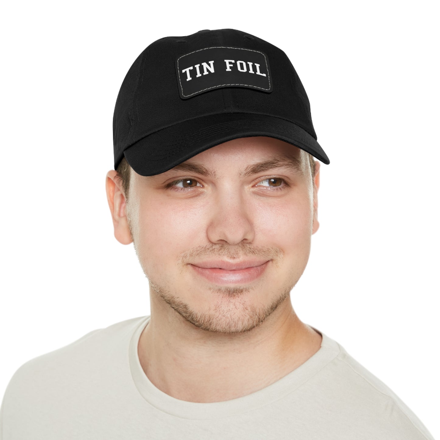 Tin Foil Dad Hat with Leather Patch (Rectangle)