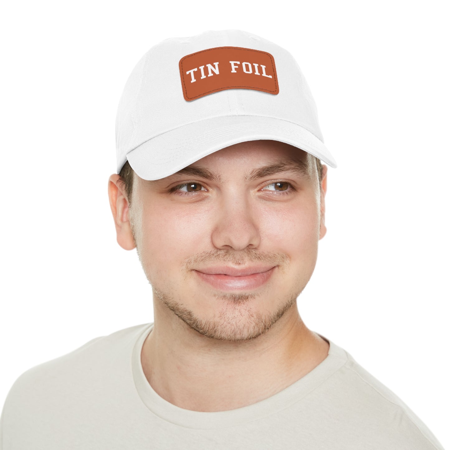 Tin Foil Dad Hat with Leather Patch (Rectangle)