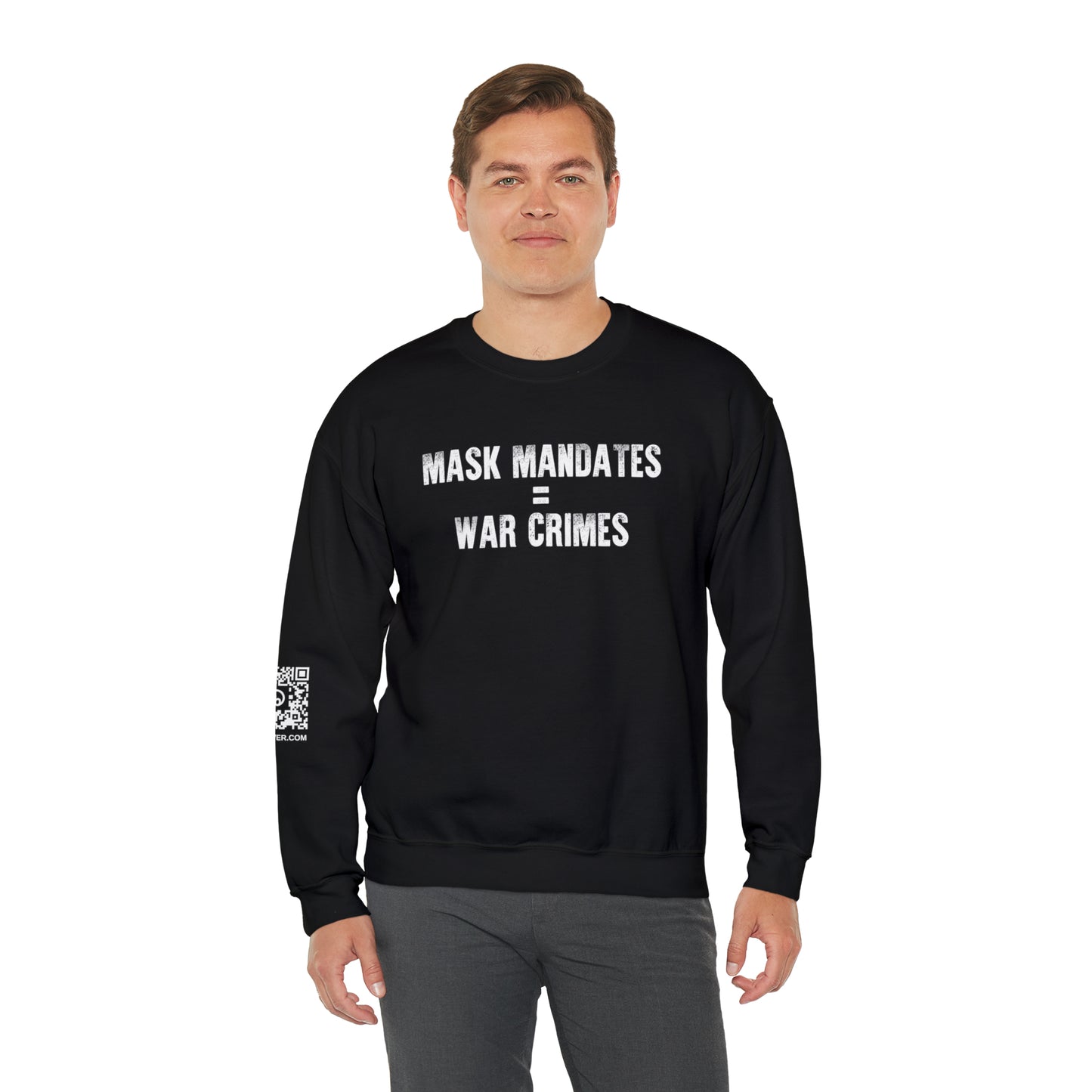 Mask Mandates = War Crimes Unisex Heavy Blend™ Crewneck Sweatshirt