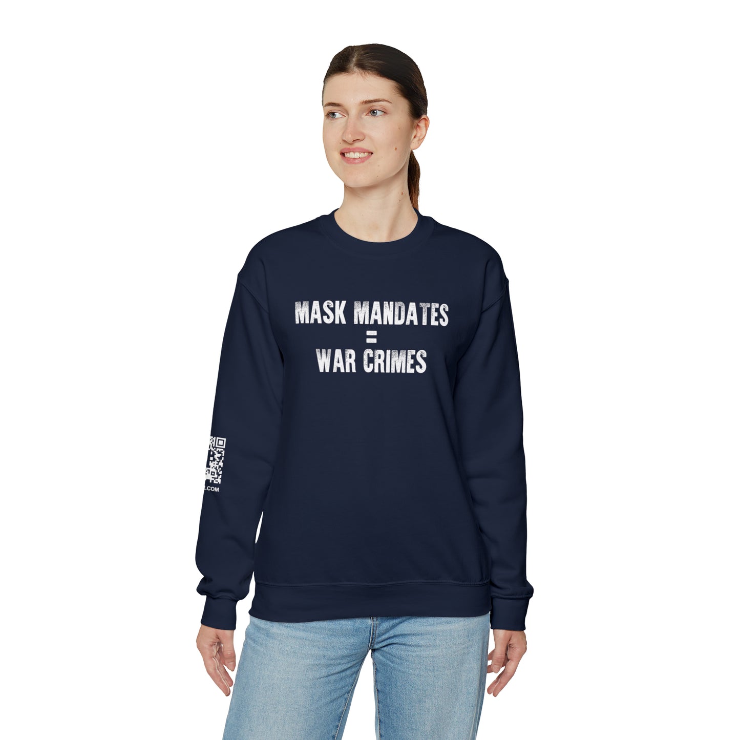 Mask Mandates = War Crimes Unisex Heavy Blend™ Crewneck Sweatshirt