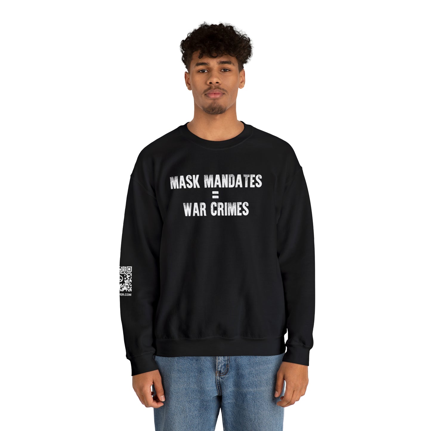 Mask Mandates = War Crimes Unisex Heavy Blend™ Crewneck Sweatshirt