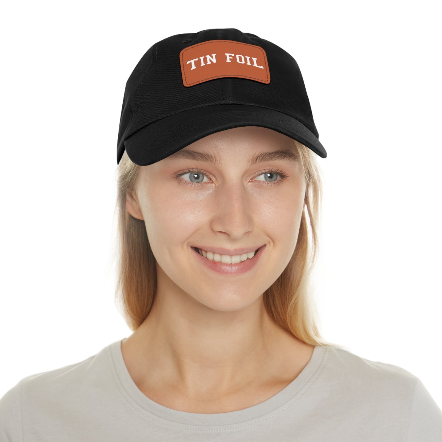 Tin Foil Dad Hat with Leather Patch (Rectangle)
