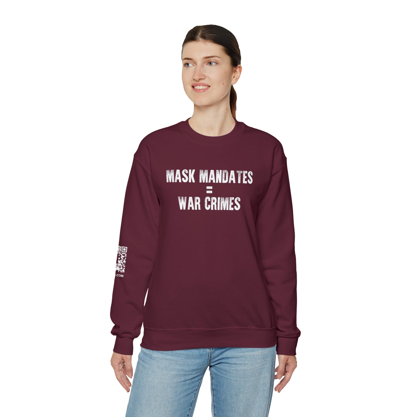 Mask Mandates = War Crimes Unisex Heavy Blend™ Crewneck Sweatshirt