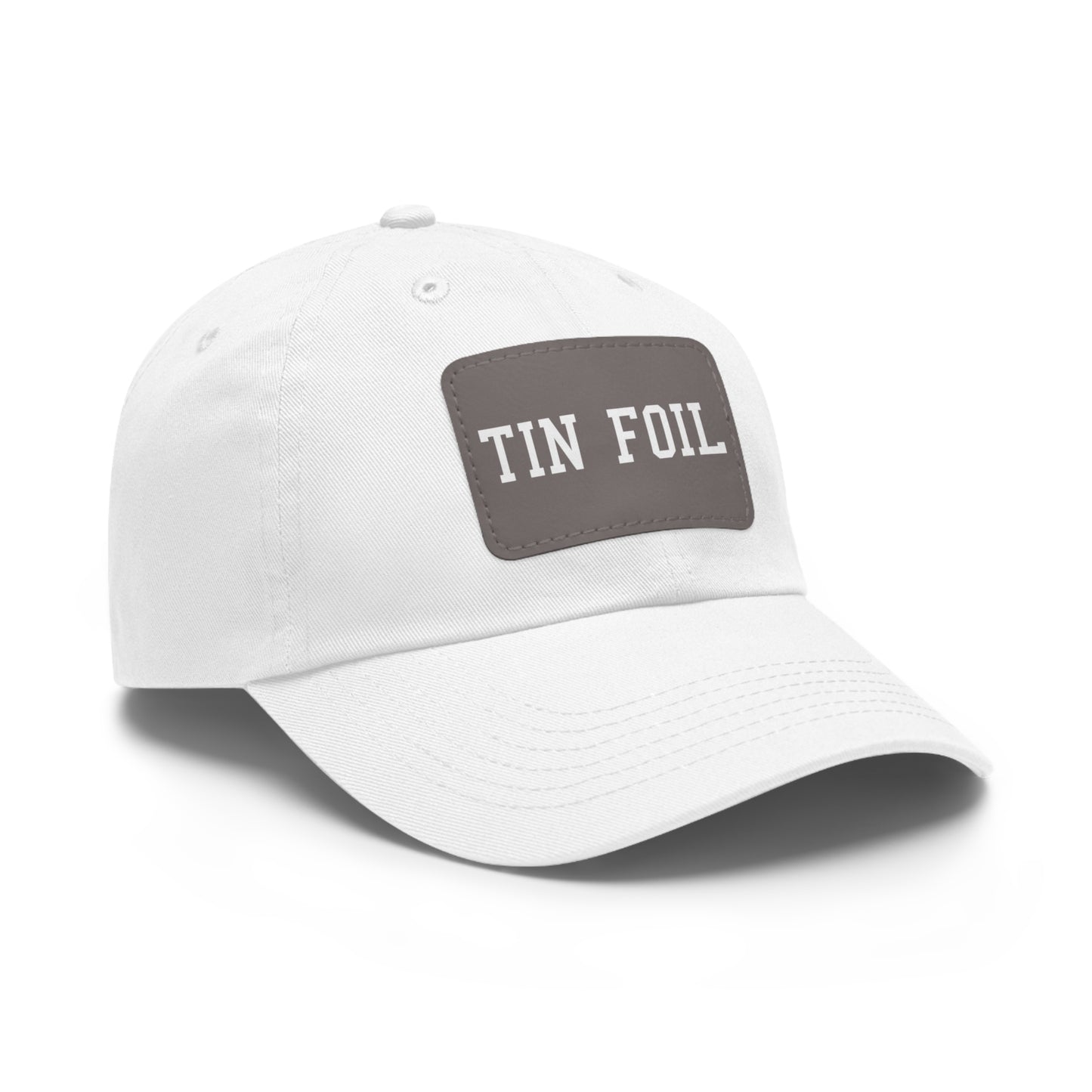Tin Foil Dad Hat with Leather Patch (Rectangle)