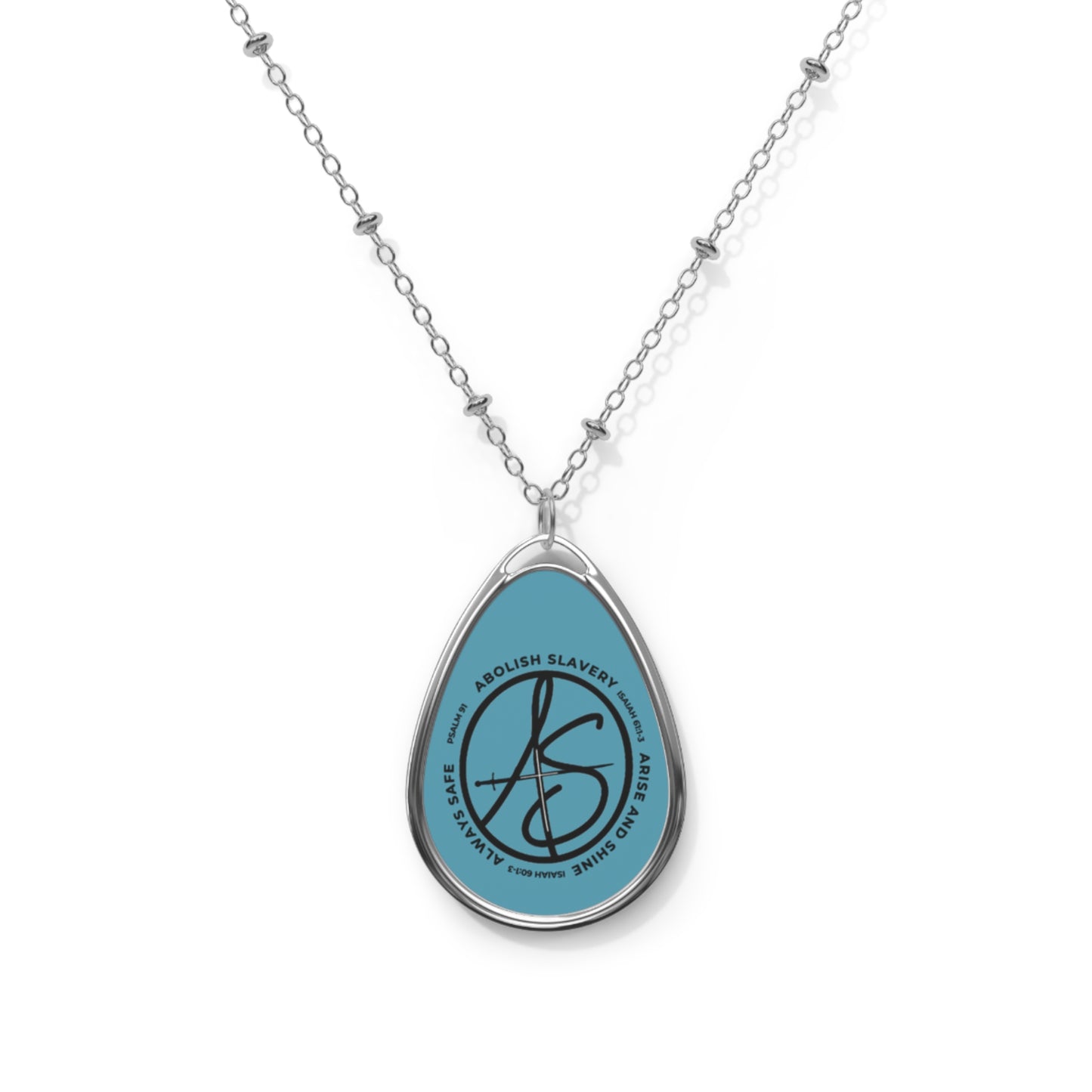 AS Logo Turquoise Oval Necklace