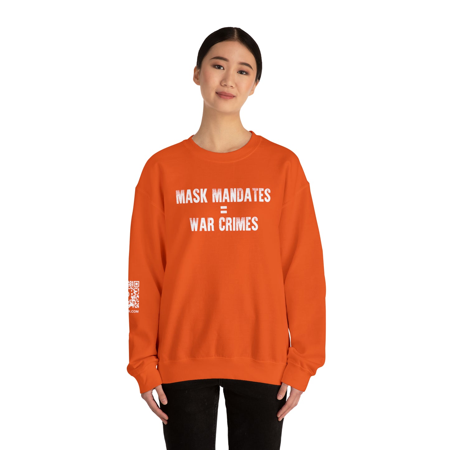 Mask Mandates = War Crimes Unisex Heavy Blend™ Crewneck Sweatshirt
