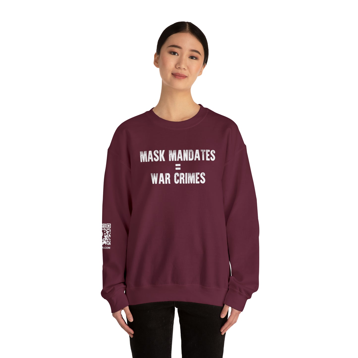 Mask Mandates = War Crimes Unisex Heavy Blend™ Crewneck Sweatshirt
