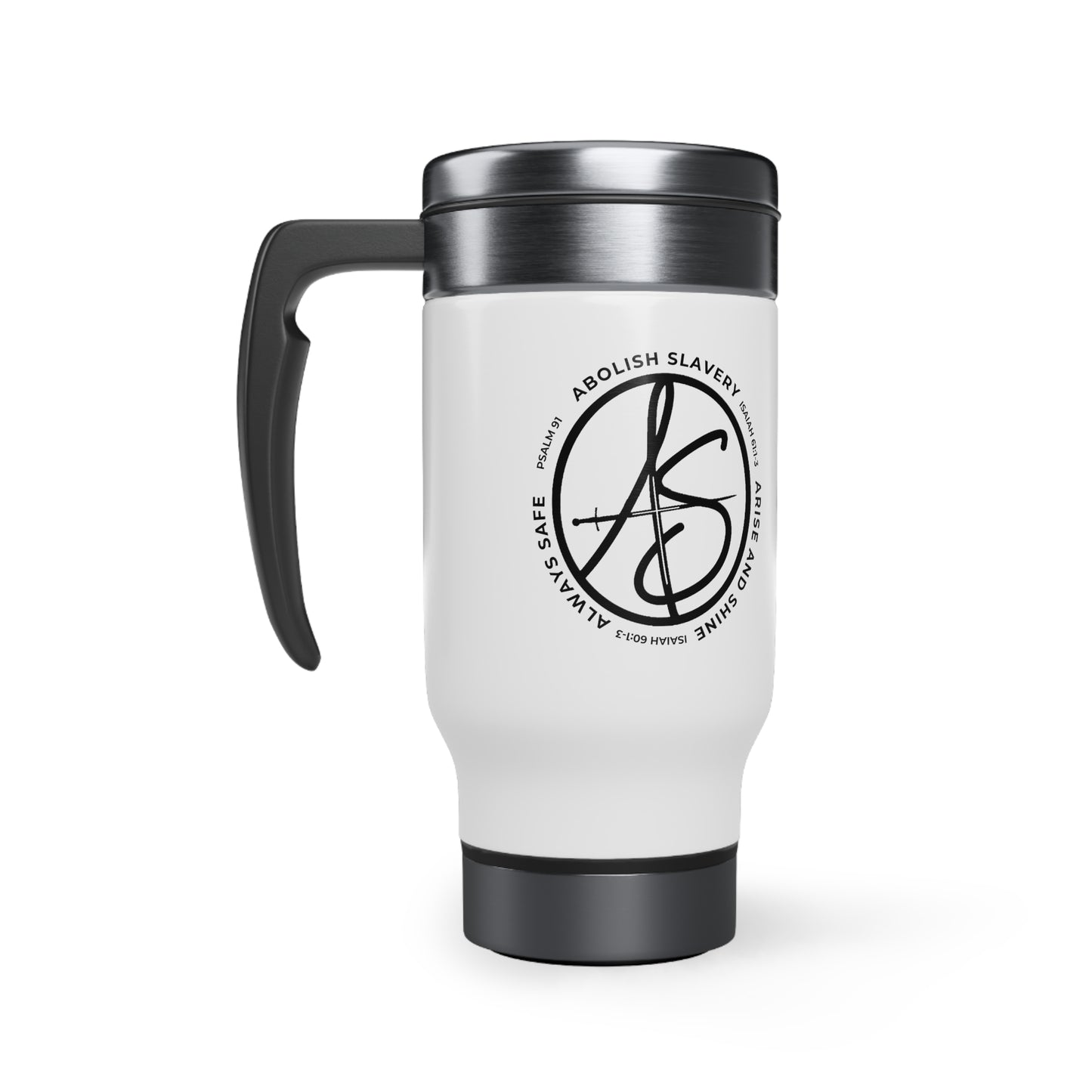 AS Logo Stainless Steel Travel Mug with Handle, 14oz