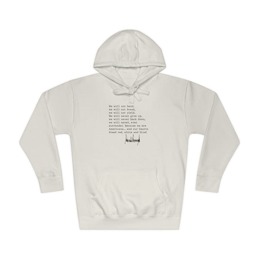 We Will Not Bend (black text) Unisex Hoodie
