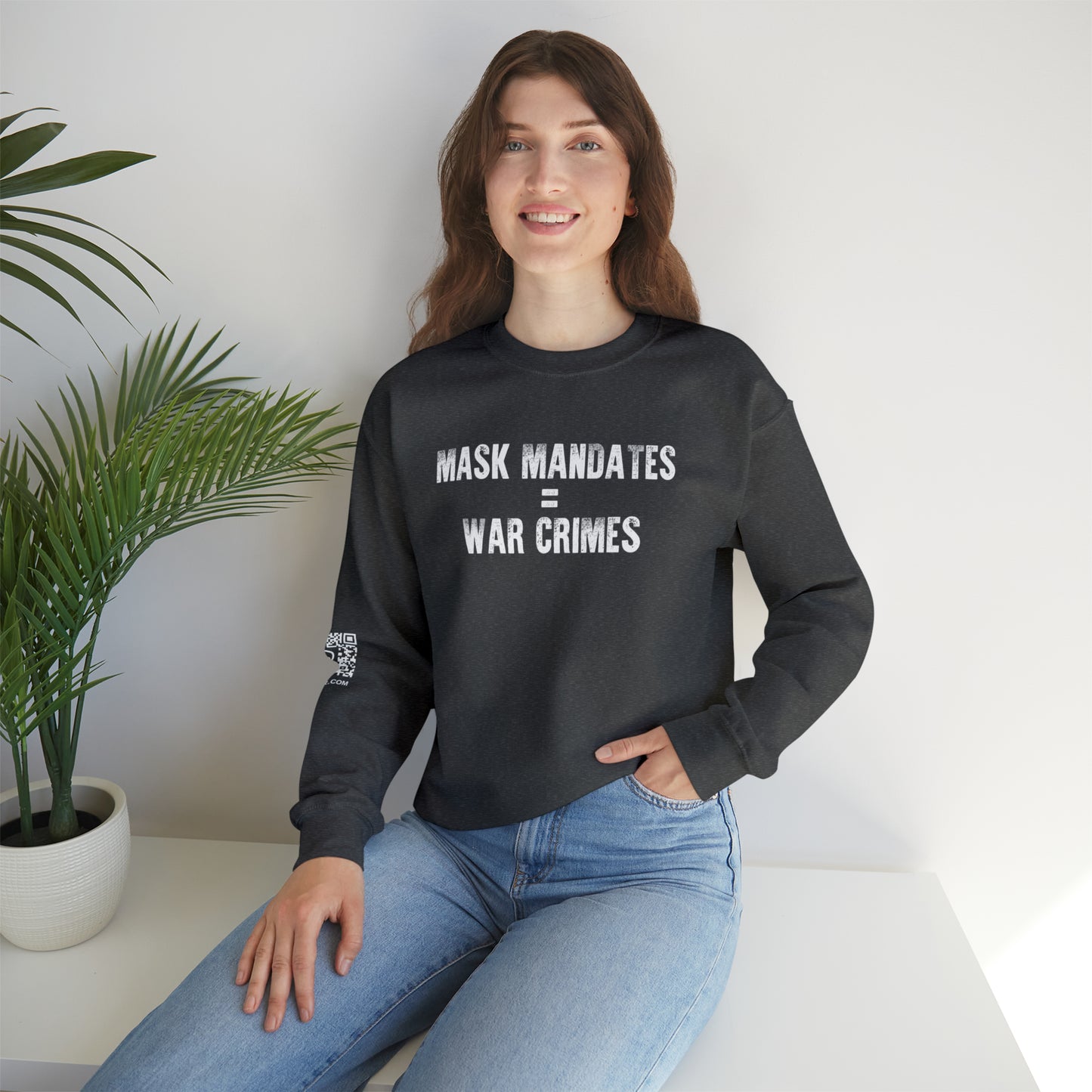 Mask Mandates = War Crimes Unisex Heavy Blend™ Crewneck Sweatshirt